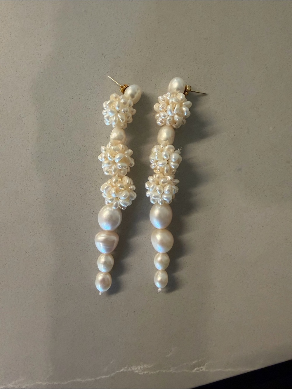 UNTAMED PETALS BY AMANDA JUDGE Cream Pearl Cluster Drop Earrings